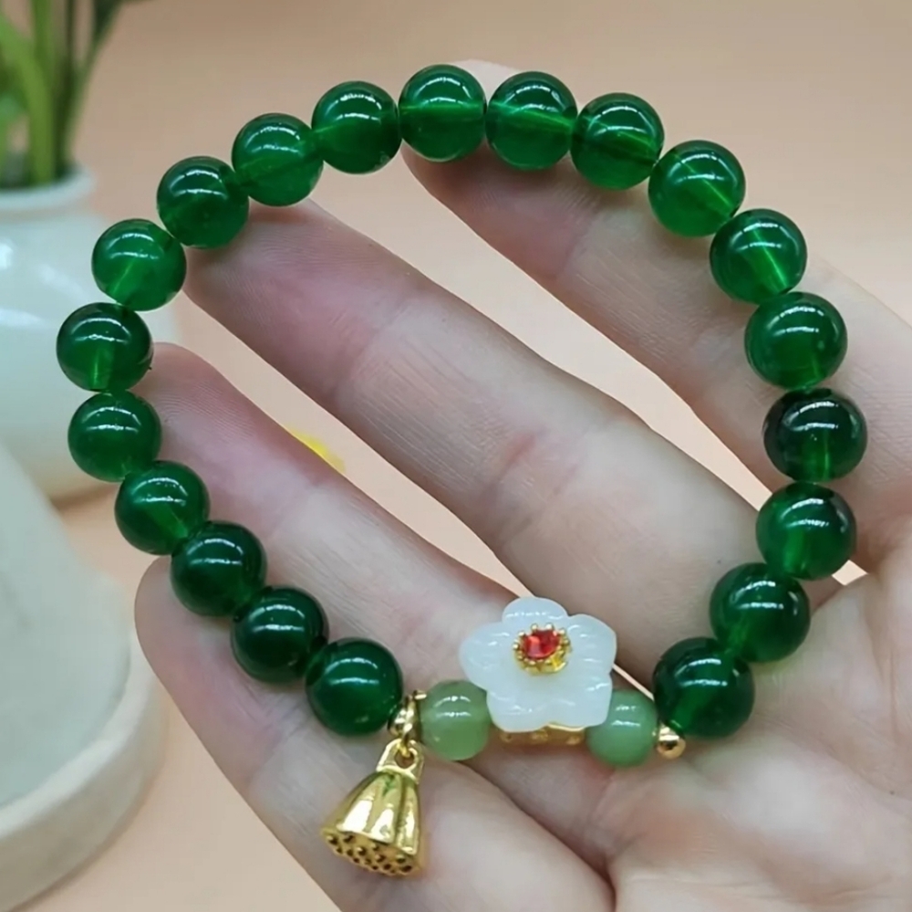 2/$30 Festive Chinese Style Five Star Flower Beaded Stretch Bracelet. NWT
